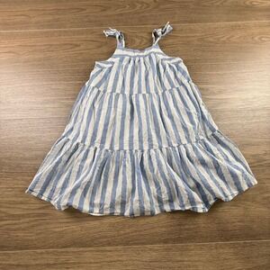 Crewcuts Girls Tiered Sundress Blue White Stripe Metallic Threading Summer Sz 8